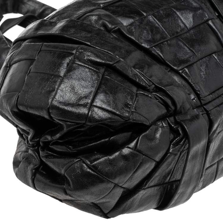 Pre Owned D&G Black Woven Leather Miss Diana Hobo