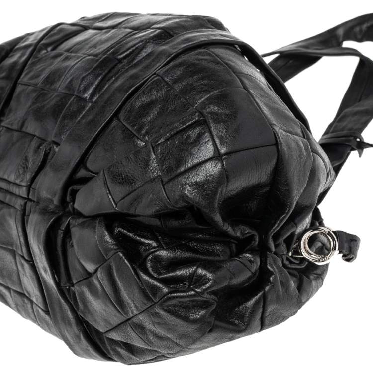 Pre Owned D&G Black Woven Leather Miss Diana Hobo