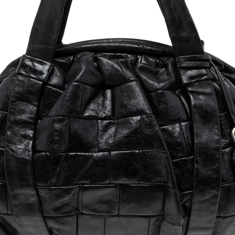 Pre Owned D&G Black Woven Leather Miss Diana Hobo