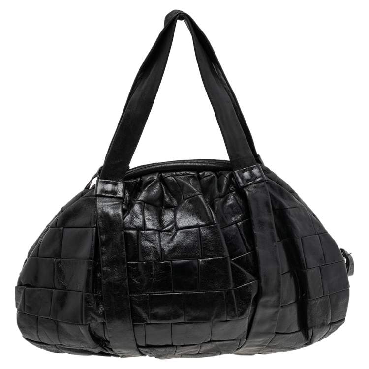 Pre Owned D&G Black Woven Leather Miss Diana Hobo