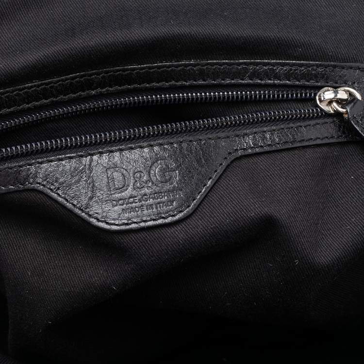 Pre Owned D&G Black Woven Leather Miss Diana Hobo