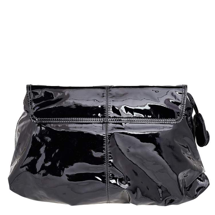 Pre Owned D&G Black Patent Leather Oversized Clutch