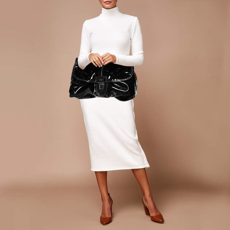 Pre Owned D&G Black Patent Leather Oversized Clutch