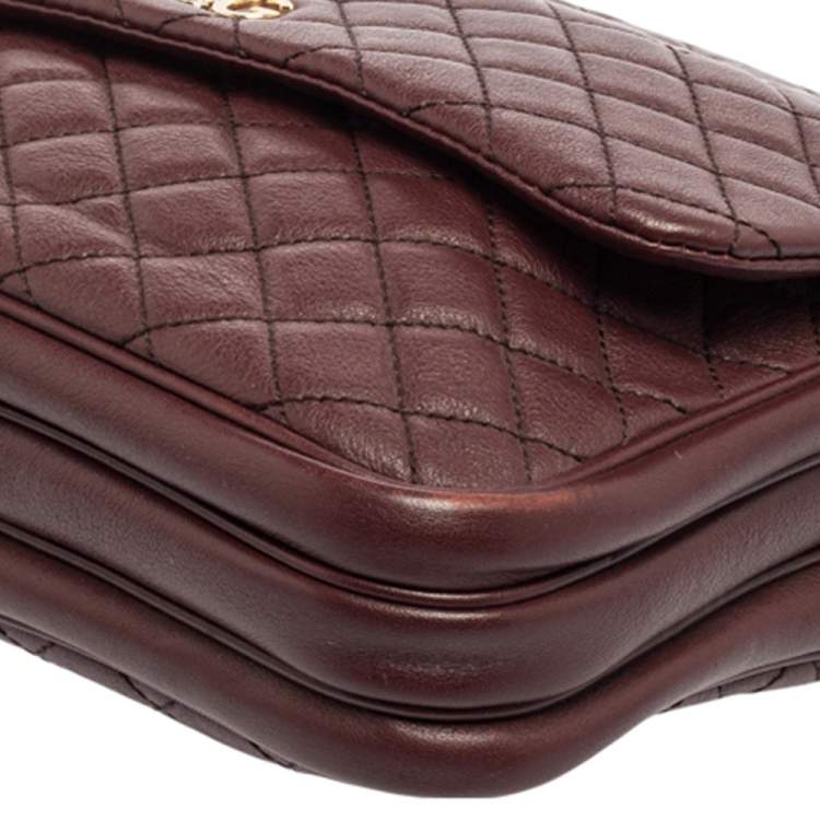 Pre Owned D&G Burgundy Quilted Leather Lily Sport Crossbody Bag