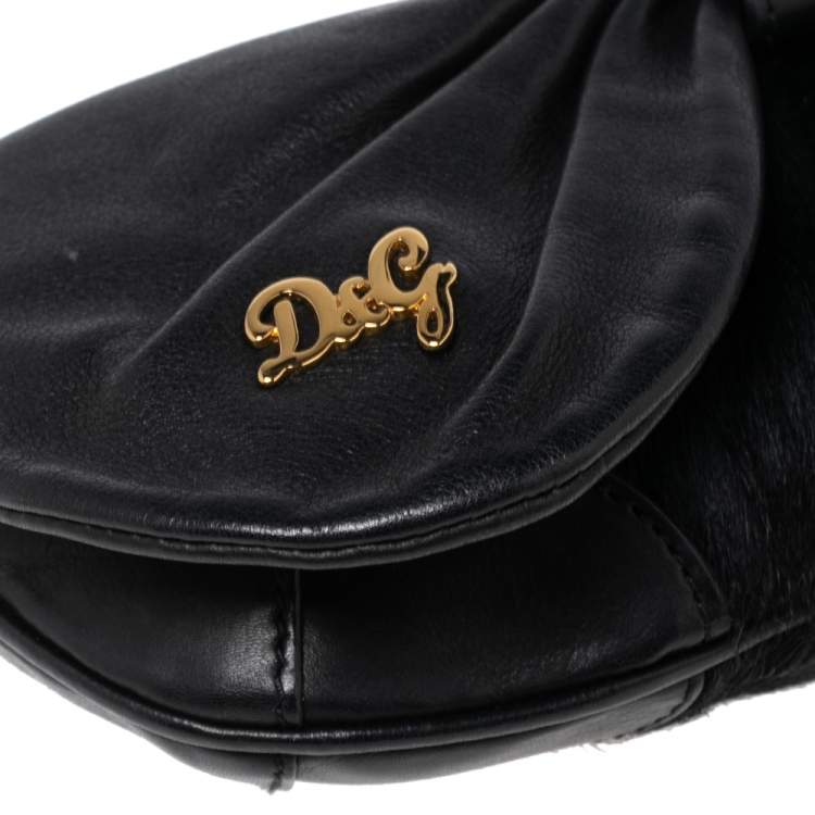 مملوكة مسبقًا D&G Black Calf Hair And Leather Bubbles Chain Clutch