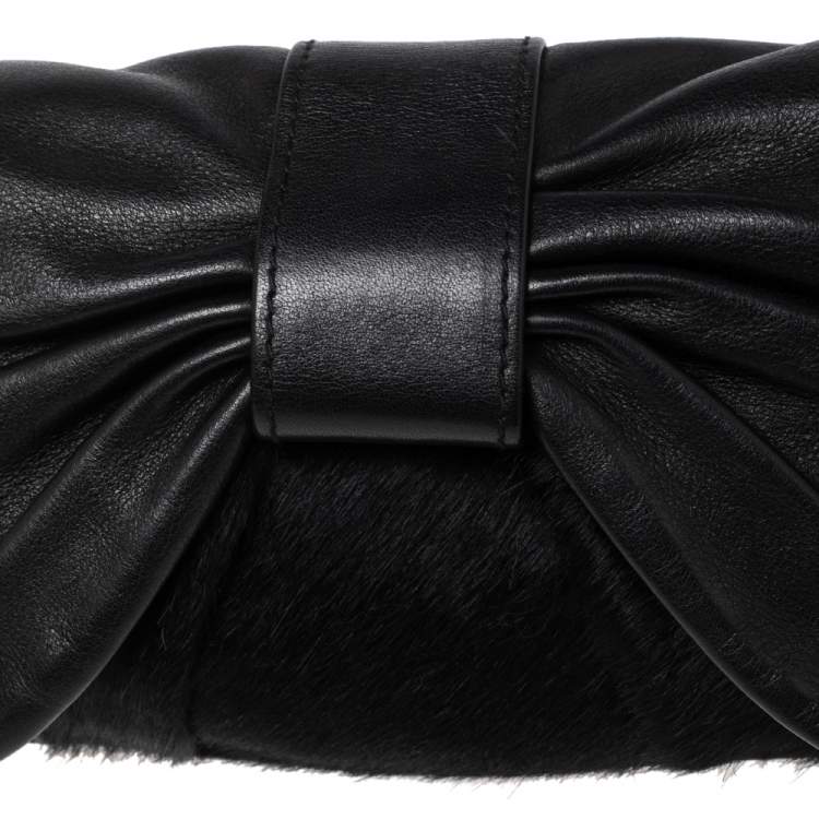 مملوكة مسبقًا D&G Black Calf Hair And Leather Bubbles Chain Clutch