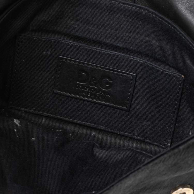 مملوكة مسبقًا D&G Black Calf Hair And Leather Bubbles Chain Clutch