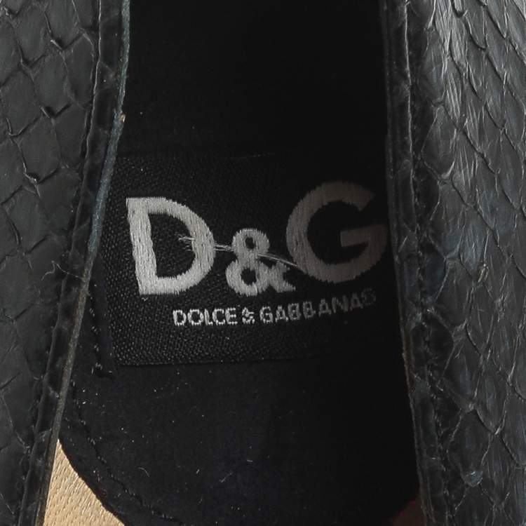 Pre Owned Dolce And Gabbana Blue/Black Python Leather Pumps Size 40 