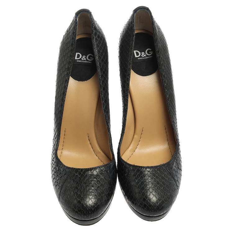 Pre Owned Dolce And Gabbana Blue/Black Python Leather Pumps Size 40 