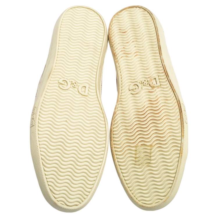 Pre Owned D&G Cream/White Leather Lace High Top Sneakers Size 40