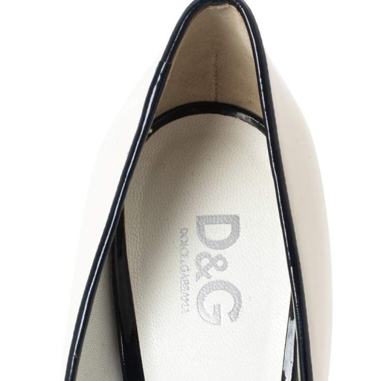 Pre Owned D&G White Patent Leather Peep Toe Pumps Size 41