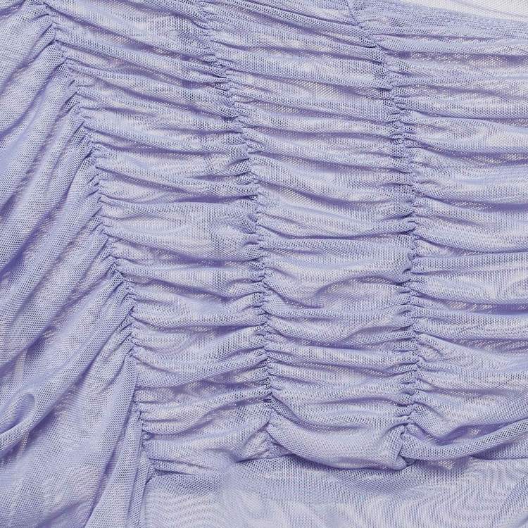 Pre Owned Danielle Guizio Purple Mesh Ruched Mini Dress L
