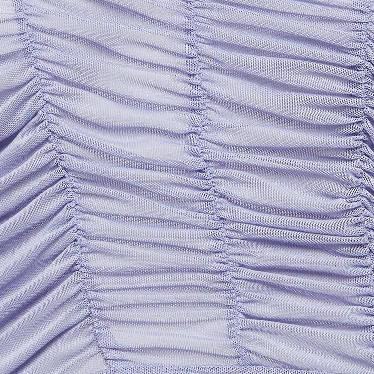 Pre Owned Danielle Guizio Purple Mesh Ruched Mini Dress L