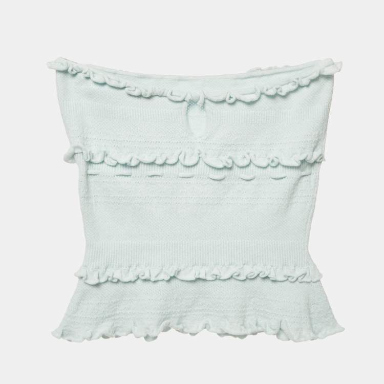 مملوكة مسبقًا Danielle Guizio Blue Knit Tube Top M