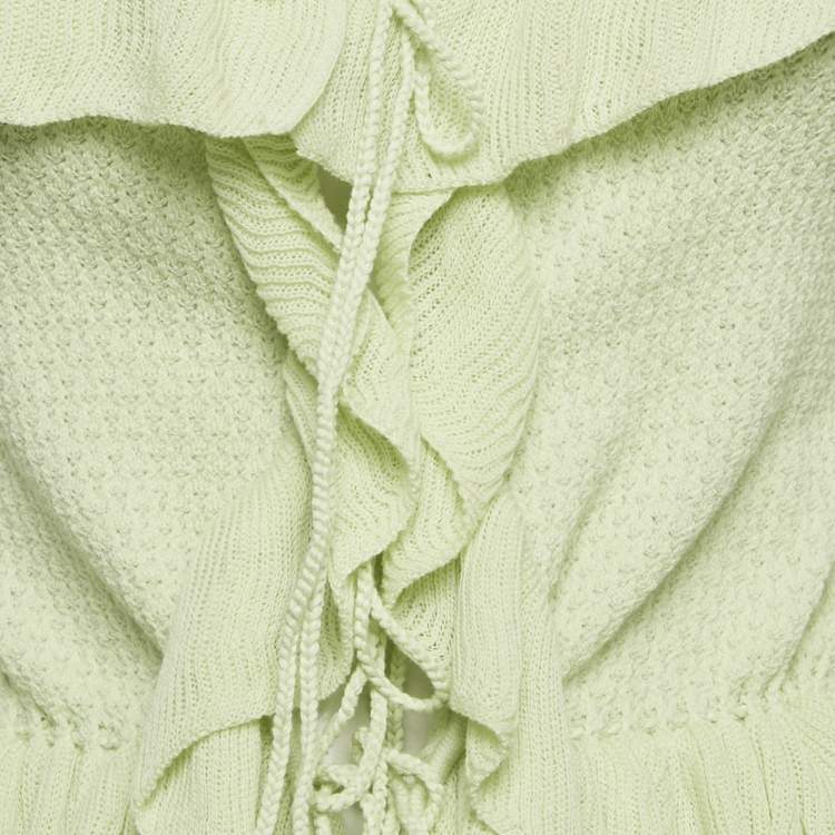 Pre Owned Guizio Green Ruffle Knit Tie Top M