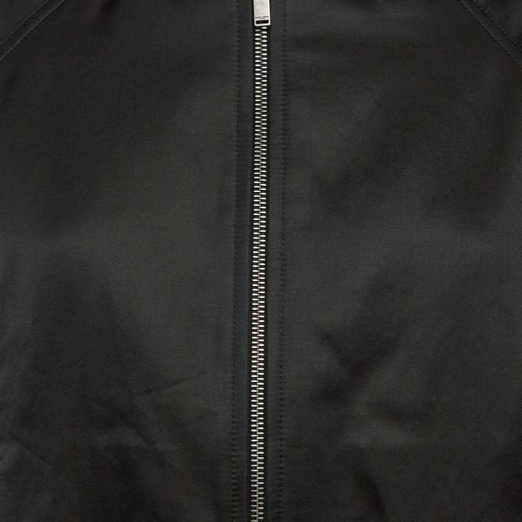 Pre Owned Saint Laurent Black Cotton Blend Rainbow Stripe Bomber Jacket M