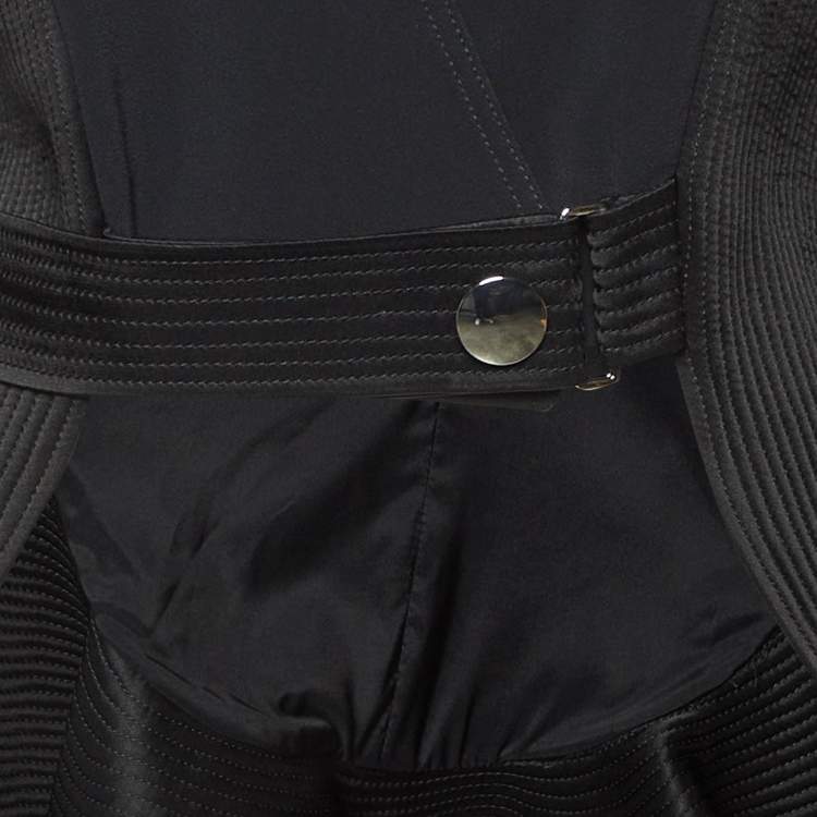 Pre Owned David Koma Black Cady Flounce Detail Jacket L