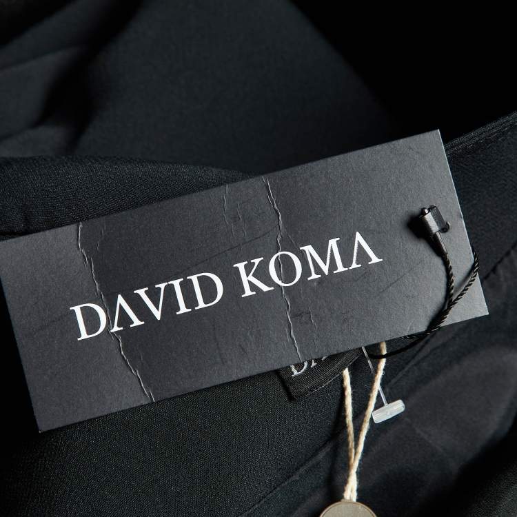 Pre Owned David Koma Black Cady Flounce Detail Jacket L