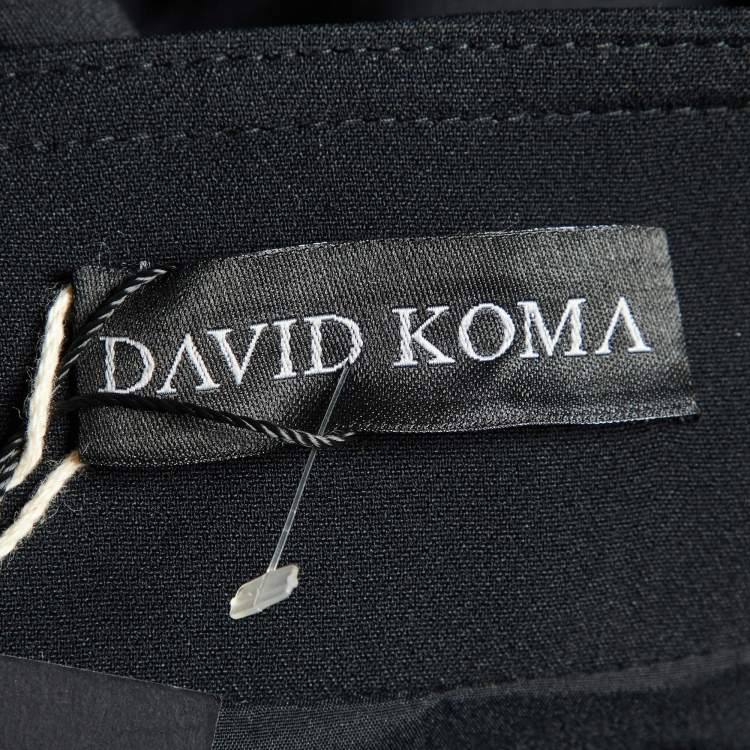 Pre Owned David Koma Black Cady Flounce Detail Jacket L