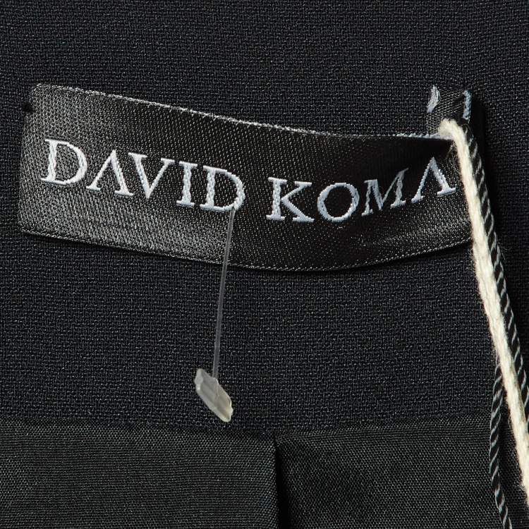 Pre Owned David Koma Black Cady Flounce Detail Jacket L