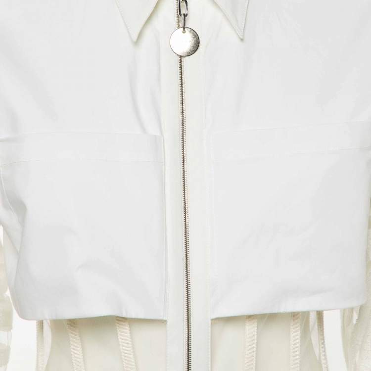 Pre Owned David Koma White Cotton Tulle Paneled Skater Dress M
