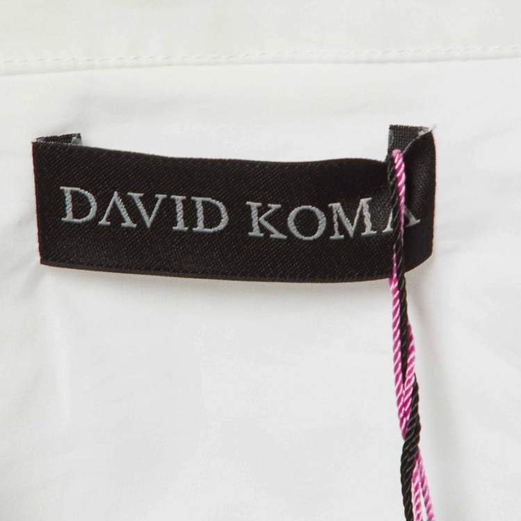 Pre Owned David Koma White Cotton Tulle Paneled Skater Dress M