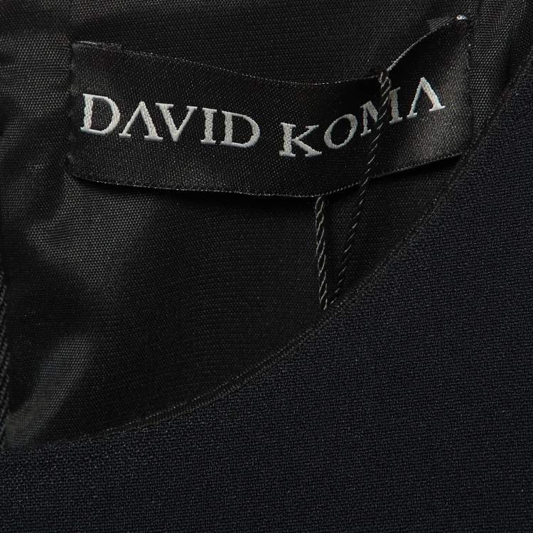 Pre Owned David Koma Black Crepe Embellished Crop Top S