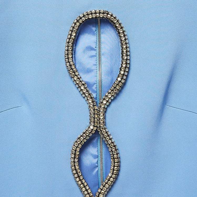 Pre Owned David Koma Blue Embellished Crepe Skirt & Top Set S