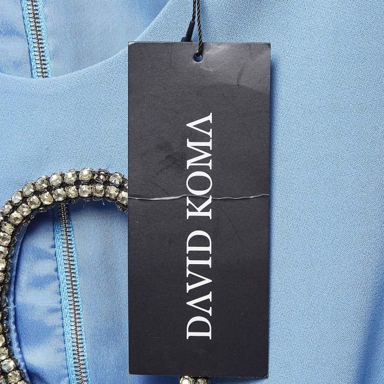 Pre Owned David Koma Blue Embellished Crepe Skirt & Top Set S
