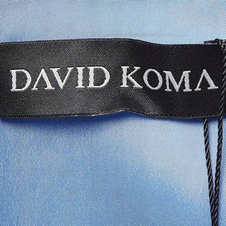 Pre Owned David Koma Blue Embellished Crepe Skirt & Top Set S