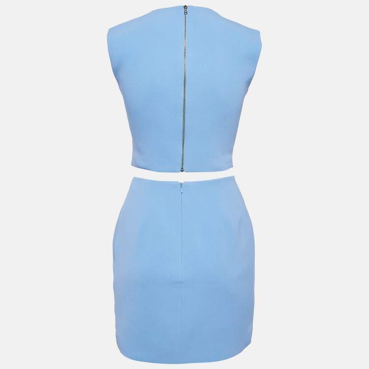 Pre Owned David Koma Blue Embellished Crepe Skirt & Top Set S