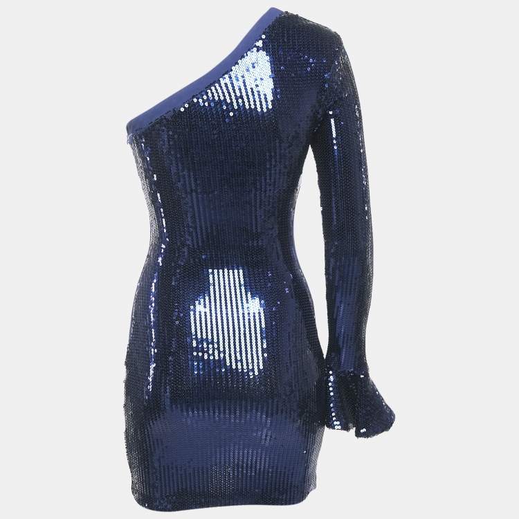 Pre Owned David Koma Sequin One Shoulder Mini Dress S
