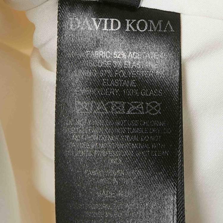 Pre Owned David Koma Cream Embellished Crepe Mini Dress S