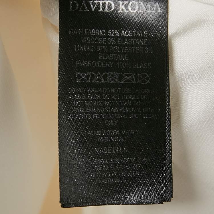 Pre Owned David Koma Cream Embellished Crepe Mini Dress S