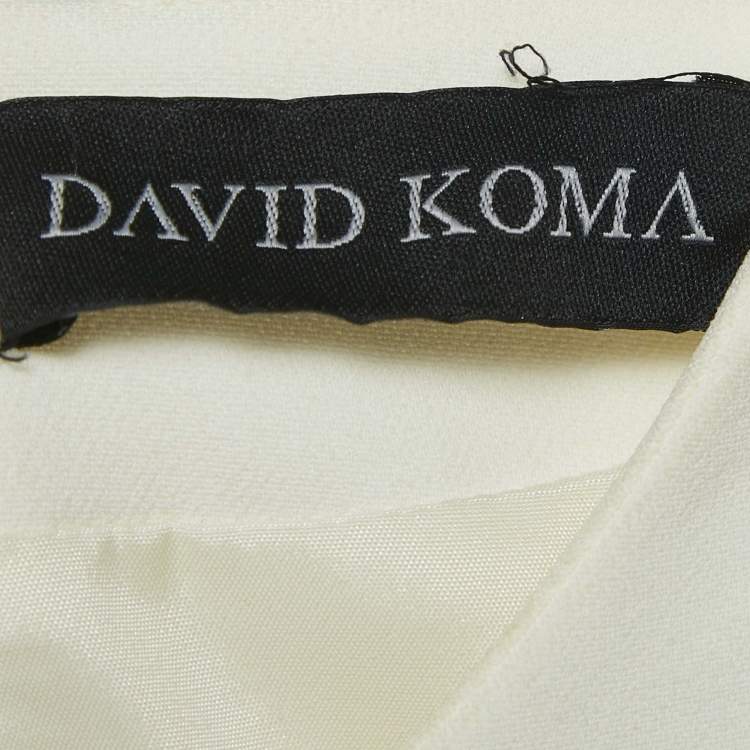 Pre Owned David Koma White Crepe Cut-Out Long Sleeve Mini Dress S