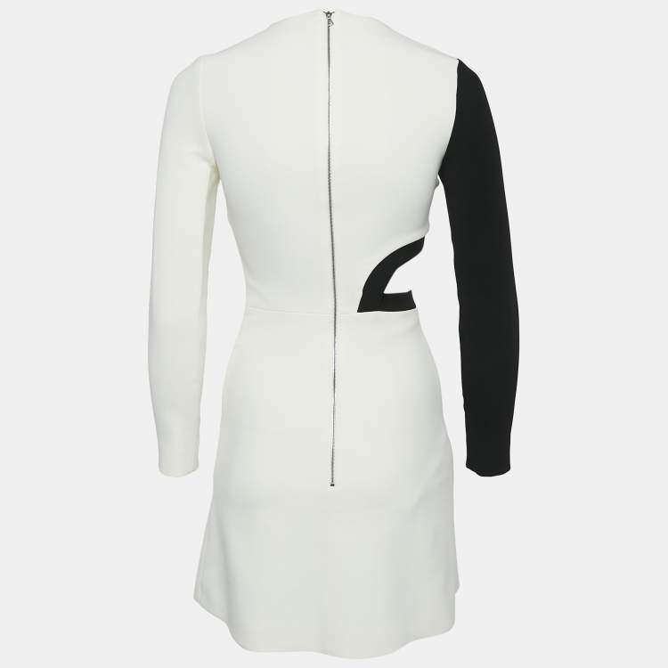 Pre Owned David Koma White Crepe Cut-Out Long Sleeve Mini Dress S