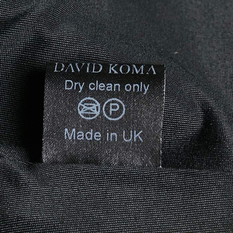 Pre Owned David Koma Black Jersey Panel Detail Leather Trimmed Asymmetric Dress L
