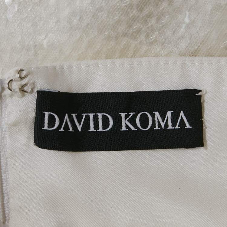 Pre Owned David Koma White Sequin Cut-Out Tie-Up Maxi Dress XS