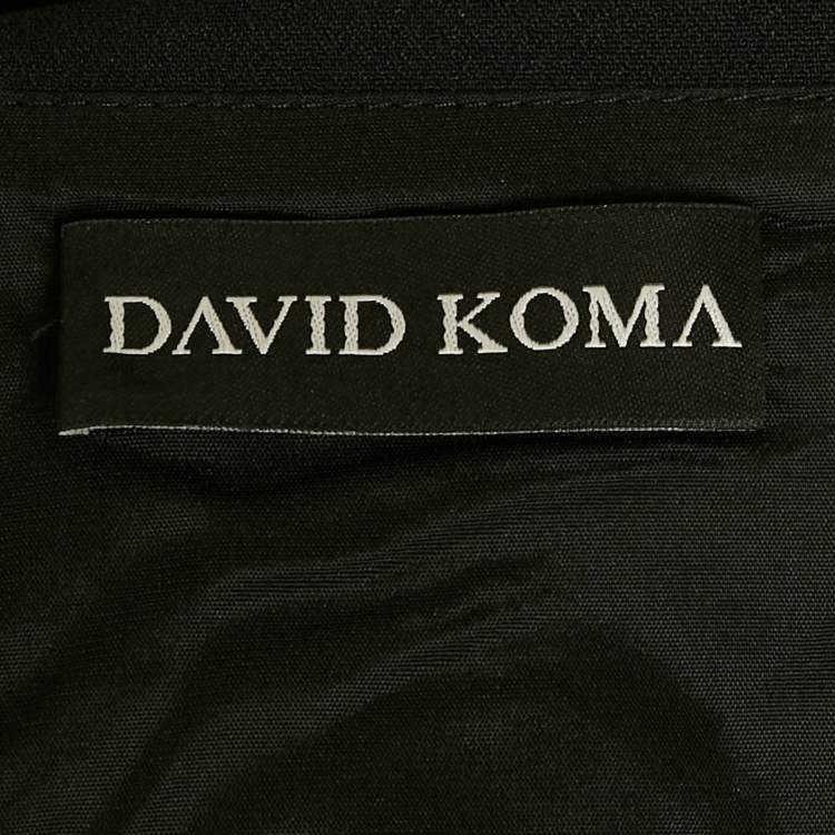 Pre Owned David Koma Black Rhinestone Studded Crepe Strapless Mini Dress L