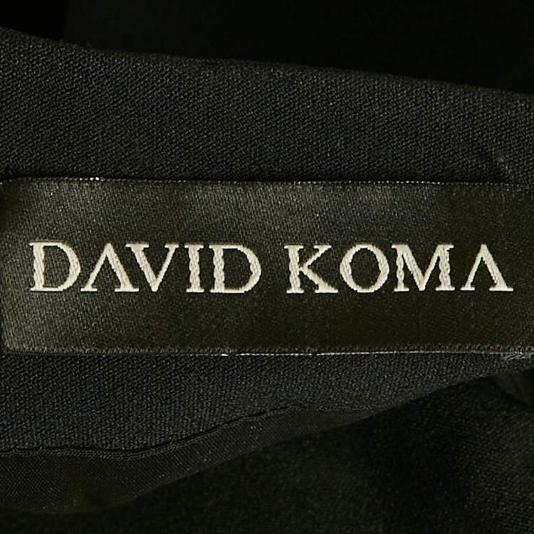 Pre Owned David Koma Black Crystal Embellished Crepe Cut-Out Mini Dress L