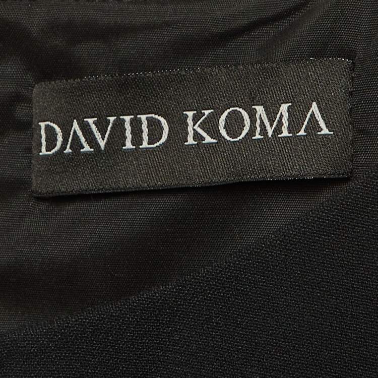 Pre Owned David Koma Black Crepe Crystal Embellished Crop Top M