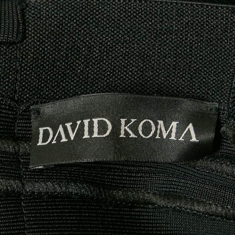 Pre Owned David Koma Black Mesh Trim Knit Bandage Dress M