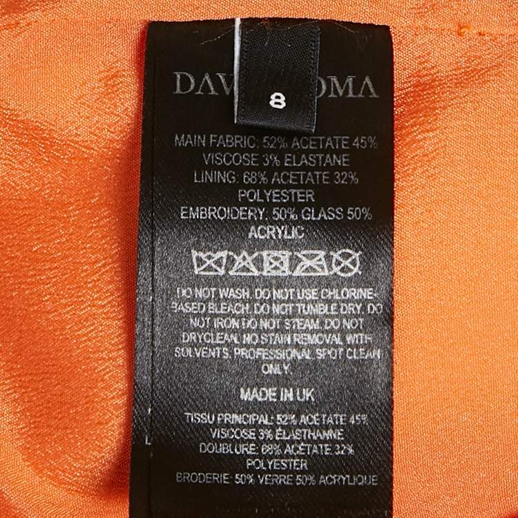 Pre Owned David Koma Orange Crepe Strafish Detail Corset Crop Top S