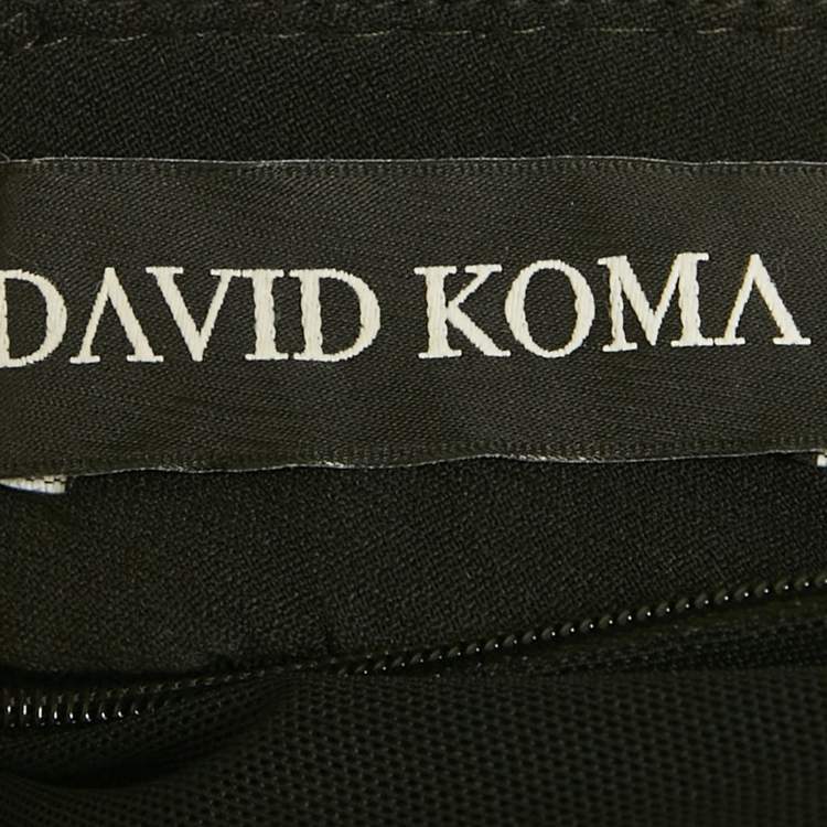 Pre Owned David Koma Black Crepe Embellished Neck Dress S