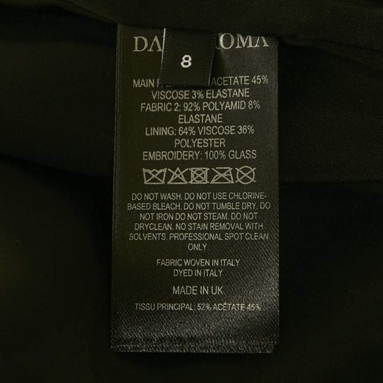 Pre Owned David Koma Black Crepe Embellished Neck Dress S