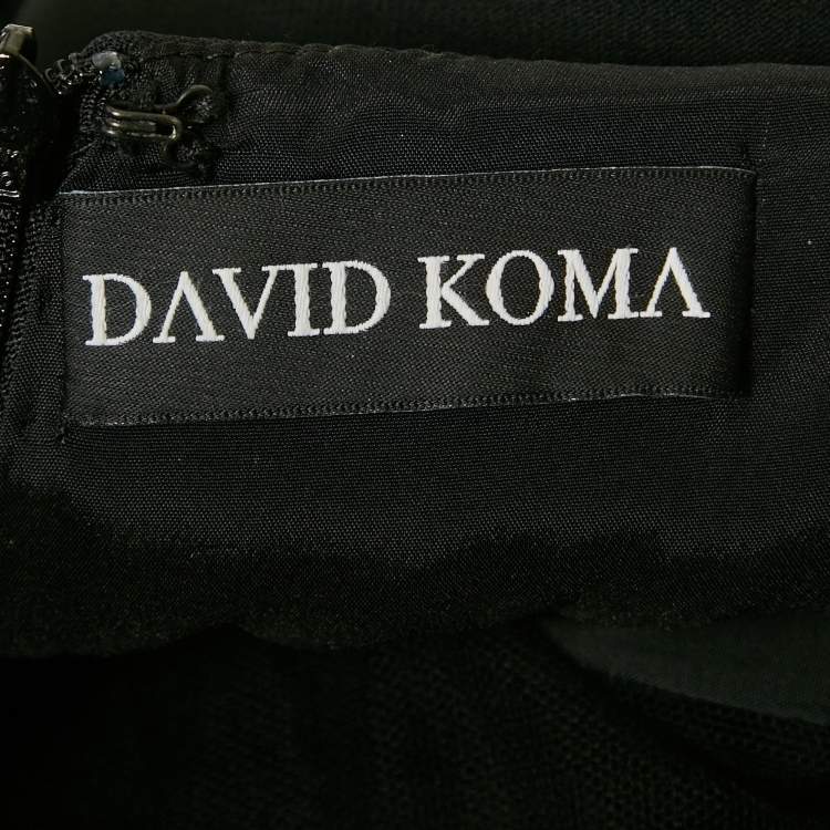 Pre Owned David Koma Black Crepe Sheer Floral Applique Strappy Dress XS