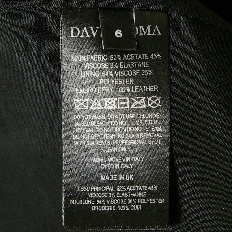 Pre Owned David Koma Black Crepe Sheer Floral Applique Strappy Dress XS