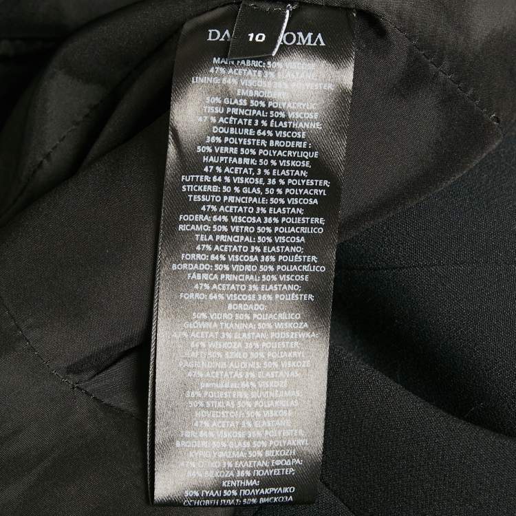 Pre Owned David Koma Black Crystal Embellished Crepe Asymmetric Mini Dress M