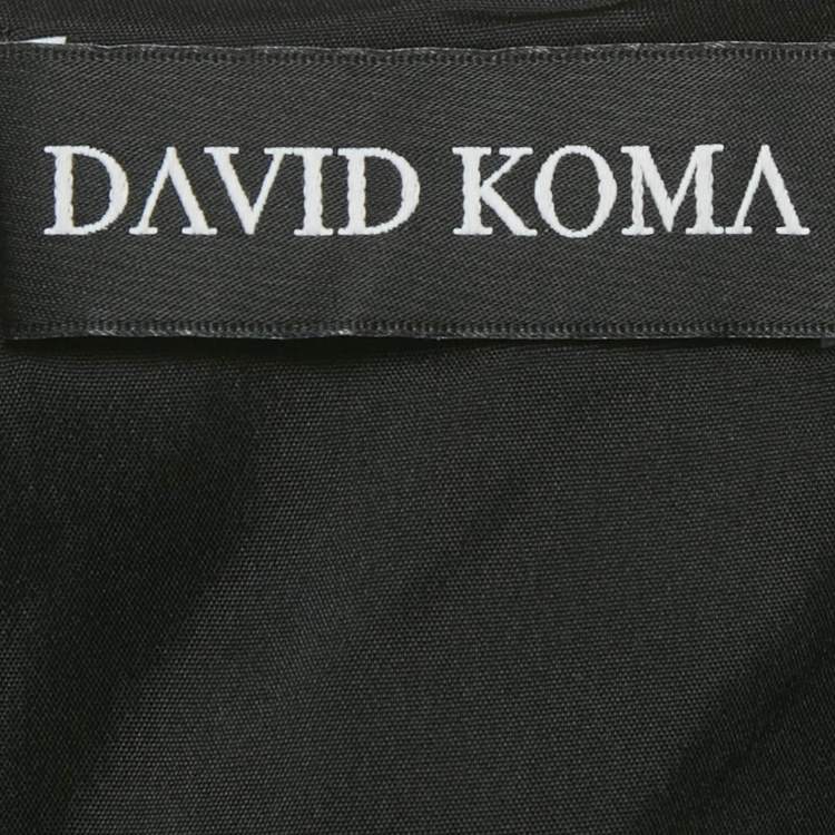 Pre Owned David Koma Black Hologram Vinyl Trim Crepe Set S