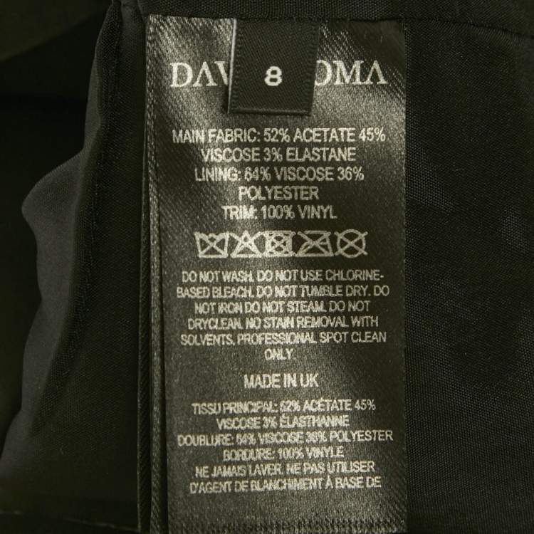 Pre Owned David Koma Black Hologram Vinyl Trim Crepe Set S